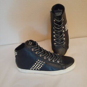 Leather Crown Studded High Top Sneaker